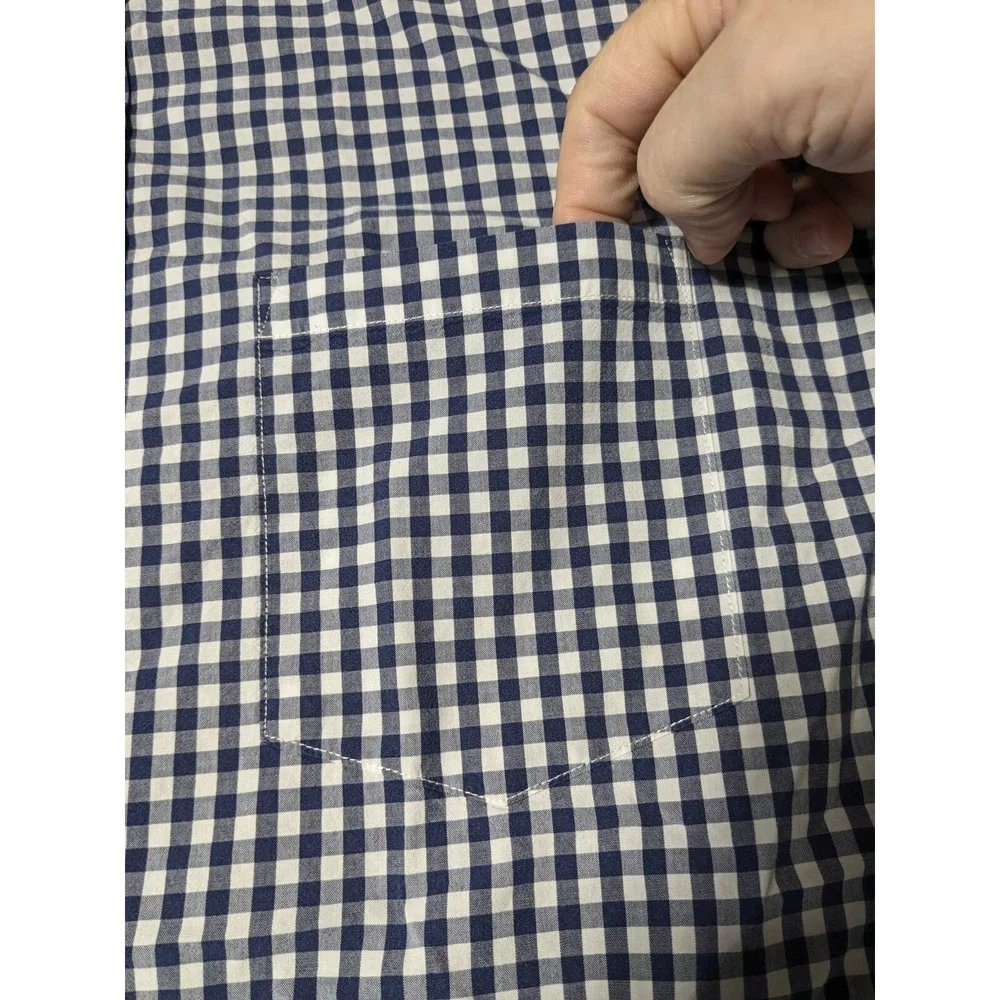 BANANA REPUBLIC SOFT WASH STANDARD FIT Men XL Blue Gingham Check Button-Up Shirt